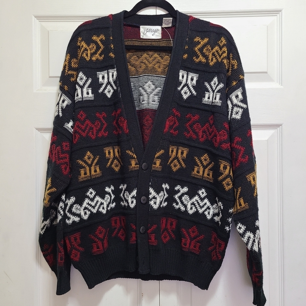 Vintage 80s Cardigan Sweater‎ men's large